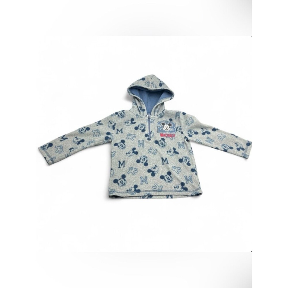 Disney Mickey Mouse Gray Blue Hooded Pullover Fleece 2T